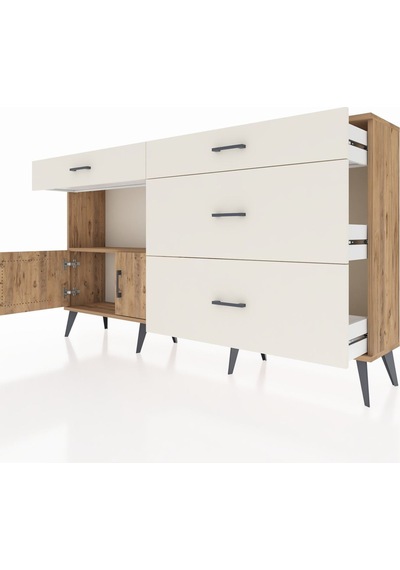 Arges Konsol Tek Raflı 4 Çekmeceli 2 Kapaklı 176x30x99 Çam-çam/ay Çam-çam/aytaşı Arges Konsol Tek Raflı 4 Çekmeceli 2 Kapaklı 176x30x99 Çam-çam/ay Çam-çam/aytaşı
