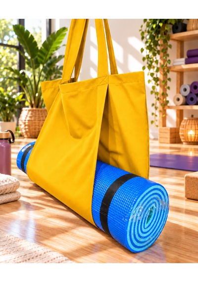 Mat Taşıma Çantası Yoga Fitness Silindir Antrenman Çantası - Çantalı Fermuarlı Mat Taşıma Çantası Sarı