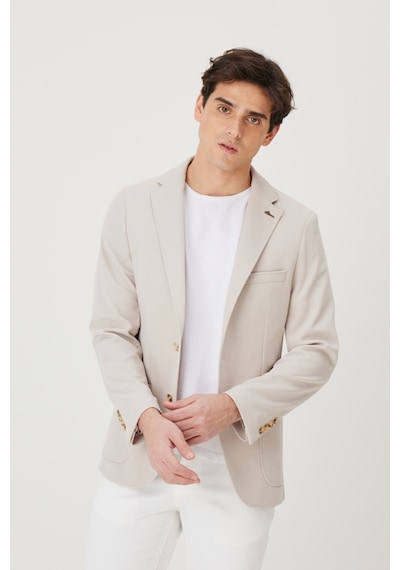 AC&Co / Altınyıldız Classics Erkek Bej Slim Fit Dar Kesim Mono Yaka Casual Ceket