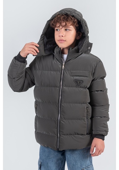 Pina Kids Nova Kumaş Kapüşonlu Erkek Çocuk Kışlık Mont Km2509 Füme