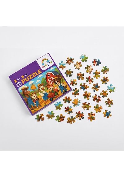 Çiftçi Hayvanlar Mini Puzzle 40 Parça 3-7 Yaş Eğitici Çocuk Puzzle Yapboz
