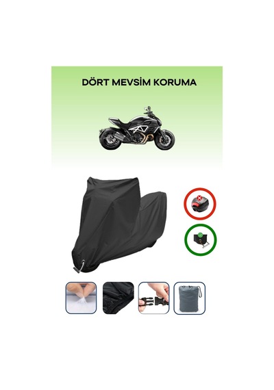 Siyah Kilit Uyumlu Ducati Diavel Amg Special Edition Uyumlu Motosiklet Brandası Su Geçirmez