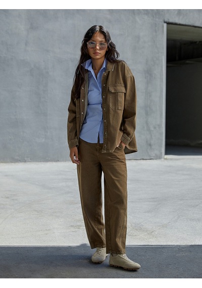 Lcw Modest Kahverengi Mom Fit Kadın Jean Pantolon
