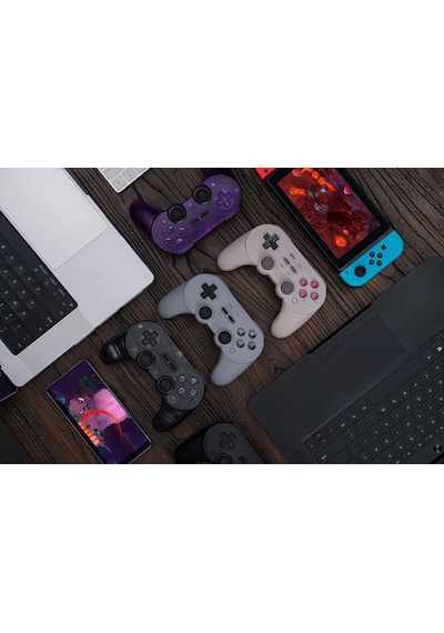 8bitdo Pro 2 Bluetooth Controller Kablosuz Hall Effect Oyun Kolu Switch/switch 2,pc,android,Apple Uyumlu,macos, Transparan Mor