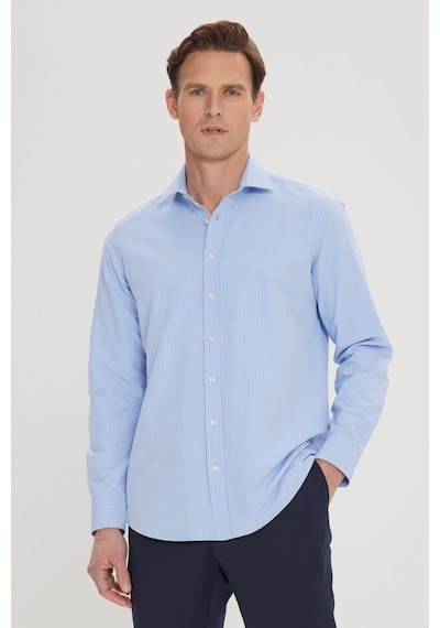 AC&Co / Altınyıldız Classics Erkek Acık Mavı Pamuklu Slim Fit Dar Kesim Çizgili Klasik Yaka Gömlek Acık Mavı AC&Co / Altınyıldız Classics Erkek Acık Mavı Pamuklu Slim Fit Dar Kesim Çizgili Klasik Yaka Gömlek Acık Mavı