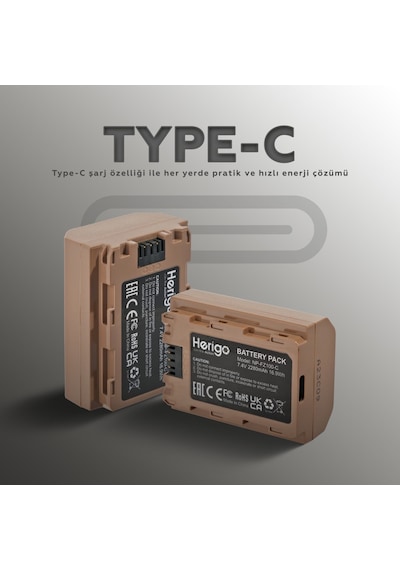 Herigo Np-fz100-c 2280mah Type-c Şarjlı Batarya Np-fz100 Uyumlu