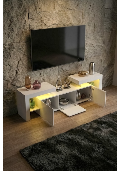 Burc Ledli Tv Ünitesi 200 Cm Beyaz Burc Ledli Tv Ünitesi 200 Cm Beyaz