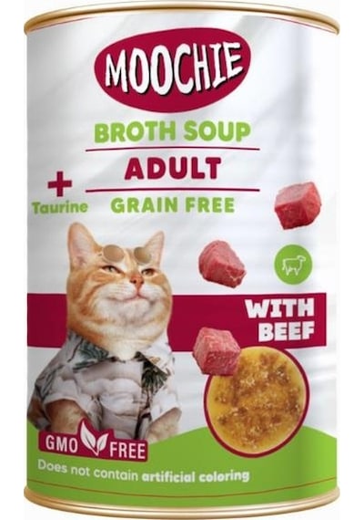 Moochie Biftekli Tahılsız Et Suyu Yetişkin Kedi Çorbası 135 ML