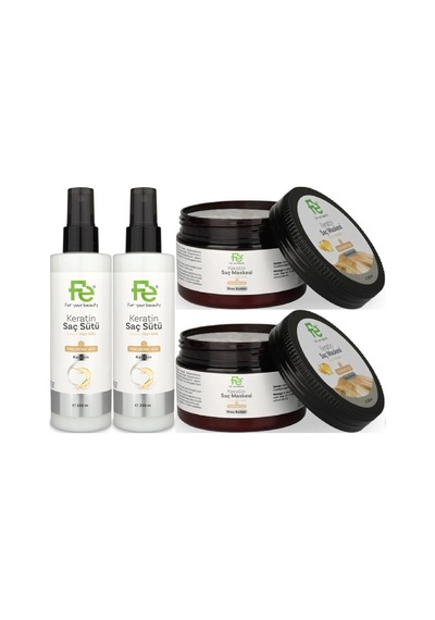 Fe Keratin Saç Sütü 200ml & Saç Maskesi 300ml Karma 4 Lü Set