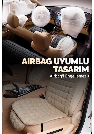 Premium Cepli Ortopedik Oto Koltuk Minder Seti - Koltuk Kılıfı - Ön Ve Arka Koltuk Tam Set - Siyah