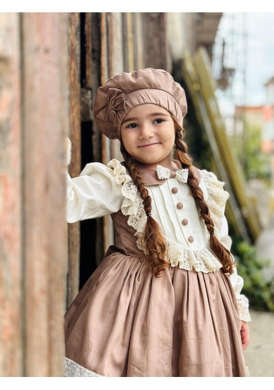 H L Y Karol Tasarım Şapkalı Retro Krem Vintage Kız Bebek Elbise,doğum Günü Elbise,fotoğraf Çekim Elbise,0-12 Yaş Uygun KREM