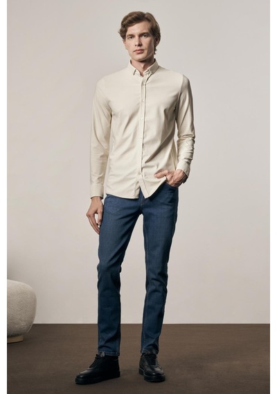 İmza Bej - Beyaz Smart Düğmeli Yaka Uzun Kol Cepsiz Slim Fit Casual Gömlek 1004255165 Bej - Beyaz İmza Bej - Beyaz Smart Düğmeli Yaka Uzun Kol Cepsiz Slim Fit Casual Gömlek 1004255165 Bej - Beyaz