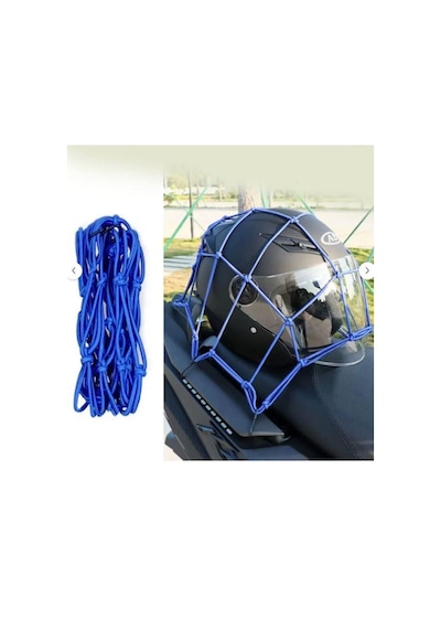 Motosiklet Kask Ve Bagaj Filesi Plastik Kancalı File 35x35 Cm Mavi Renk