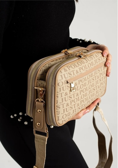 Just Polo Kadın Yeni Sezon Baskılı Omuz Çantası 232053mh Vizon 50401227