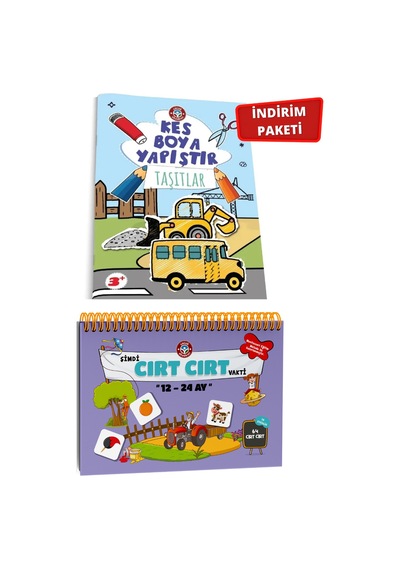 12-24 Ay Cırt Cırtlı Etkinlik Kitabı Ve Kes Boya Yapıştır Taşıtlar