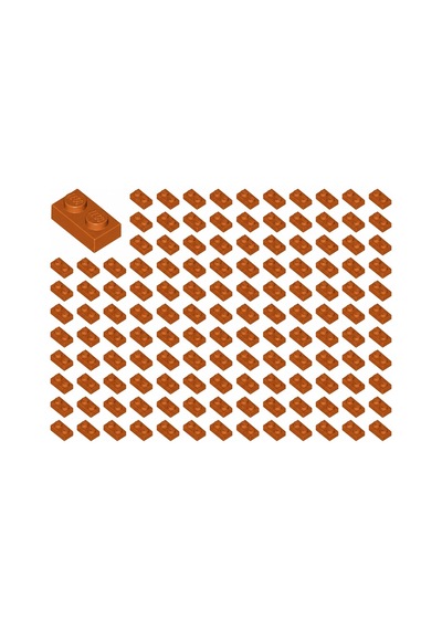 Yedek Parçalar: Plate 1x2: 100 Adet 1x2 Plate Parts Plaka Parçası Koyu Turuncu - Dark Orange 3023