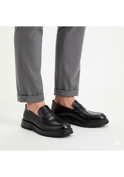 Fosco 3225 Hakiki Deri Loafer Erkek Ayakkabı Siyah Açma