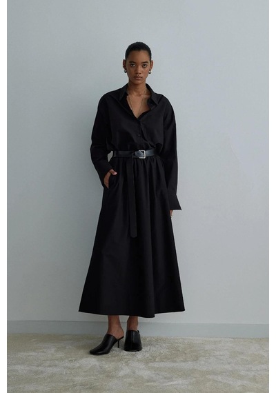 Suud Collection Siyah Day Poplin Kloş Etek