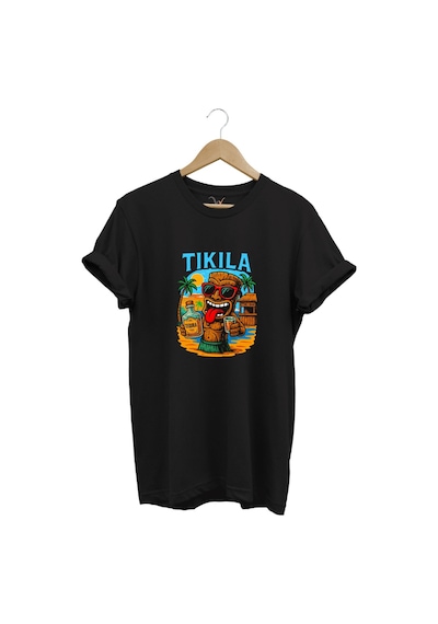 Summer Yazlık Tekila Yazı Baskılı %100 Pamuk Regular Fit Premium Siyah T-shirt Siyah