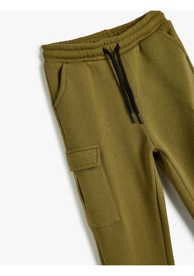 Koton Jogger Eşofman Altı Kargo Cepli Beli Bağlamalı Şardonlu Haki 5wkb40005tk Haki