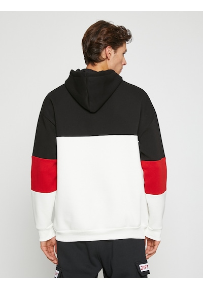 Koton Basketbol Baskılı Sweatshirt Şardonlu Kapşonlu Beyaz 3wam70283mk