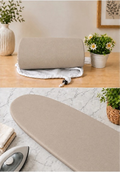 Pionny Duck Kumaş Keçeli Ütü Masası Kılıfı - 55x140 Cm - Latte Çok Renkli