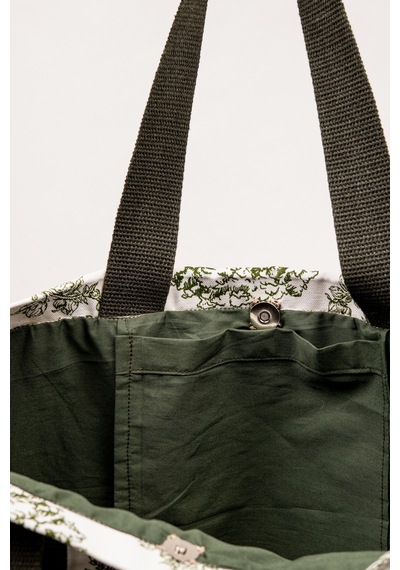 Fabric Craft Bag Plaj Çantası Kadın Omuz Çantası Duck Kumaş İçi Astarlı Mıknatıslı 50x43 Cm Yeşil