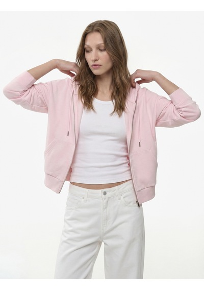 Koton Modal Kumaş Uzun Kollu Cepli Kapüşonlu Sweatshirt Pembe 6sak10296ek Gülkurusu
