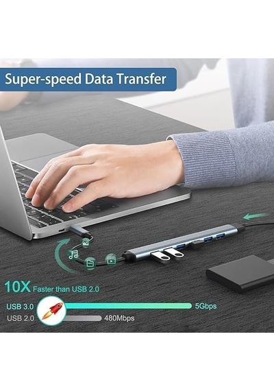 Çok Fonksiyonlu Pd Usb Type C Çoğaltıcı Hub Çeşitleri Her İhtiyacı Giderecek Çeşit Mevcuttur Usb Ve Type C Pd, Usb Çoklayıcı 7 Li Hub-10