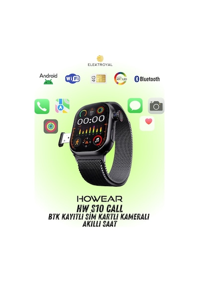 Wearfitpro Hw S10 Call Btk Sim Kartlı Kameralı Yapay Zeka Android Amoled Ekran Akıllı Saat