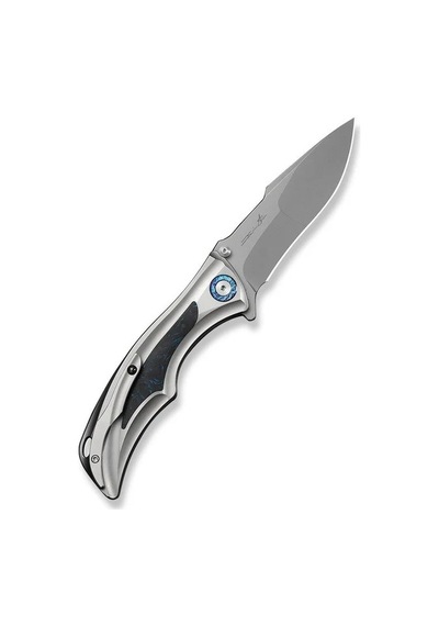 We Knife Tighe Down Gray Titanium Integral Handle With Black & Blue Carbon Fiber Inlay Stonewashed Bohler M390 Blade Drop Point Kamp Çakı Gri We Knife Tighe Down Gray Titanium Integral Handle With Black & Blue Carbon Fiber Inlay Stonewashed Bohler M390 Blade Drop Point Kamp Çakı Gri
