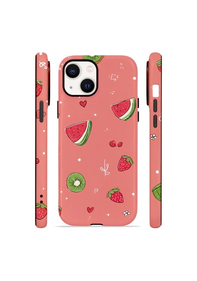 Apple iPhone Uyumlu 13 Vorian Çift Katmanlı Magsafe Kılıf Summer Fruit Crush