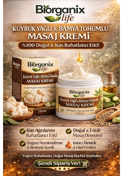 Life Kuyruk Yağlı & Bamya Tohumlu Masaj Kremi 210 Ml Yoğun Rahatlatıcı &