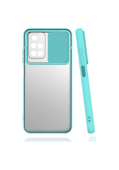 Noktaks - Xiaomi Uyumlu Xiaomi Redmi 10 - Kılıf Slayt Sürgülü Arkası Buzlu Lensi Kapak - Turkuaz