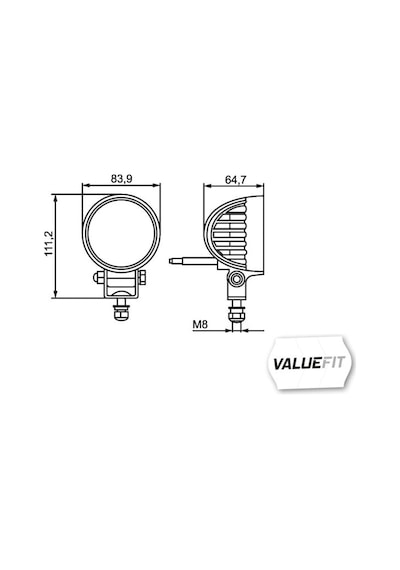 Hella Led-çalışma Farı R600-12/24v - Yuvarlak - 500lm - Vidalanmış/montaj - Hareketli Montaj Barı - Yakın Alan A