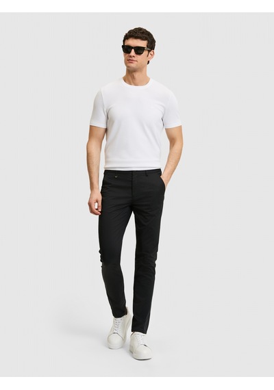 Cacharel Siyah Slim Fit Pamuk Karışımlı Beli Lastikli Kanvas Pantolon
