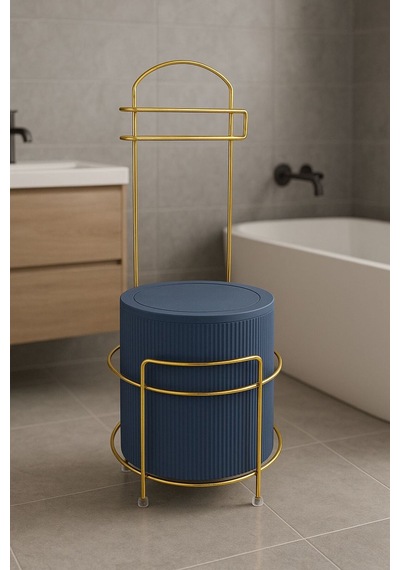 Lüx Gold Banyo Wc Tuvalet Kağıtlığı Çöp Kovası Takım Plastik Kova 6 Litre Paslanmaz Tel Antrasit