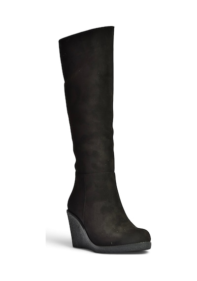 Fox Shoes Z361297402 Siyah Süet Dolgu Tabanlı Kadın Çizme