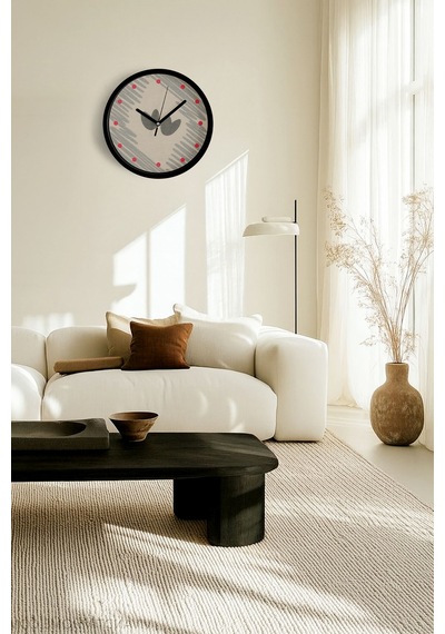 Modern Tasarım Duvar Saati - 25cm - Önü Camlı Siyah Kasa - Sessiz Mekanizma-jh0424 Siyah