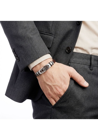 Premium Hayat Ağacı Motifli Kordonlu Erkek Deri Ve Çelik Bileklik 31834b23dd2 - 23 Cm Siyah - Gümüş