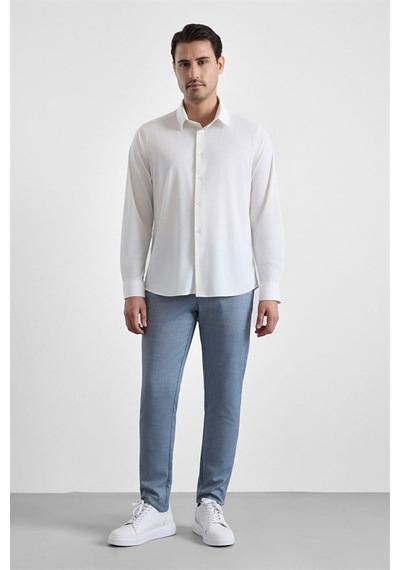 Süvari Beyaz Slim Klasik Yaka Düz Casual Gömlek Gm1008400364-bey