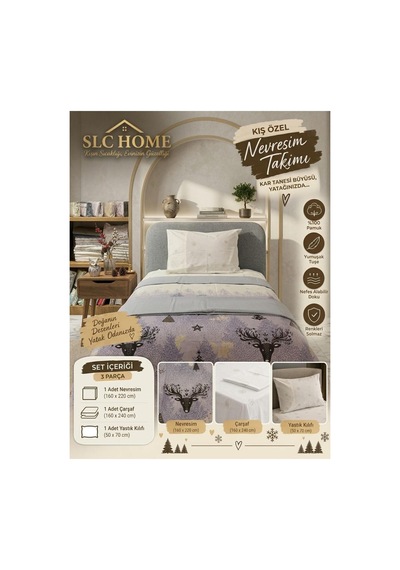 Cotton Star Ranforce Tek Kişilik Nevresim Takımı New Year Mavi - 938100762 Mavi