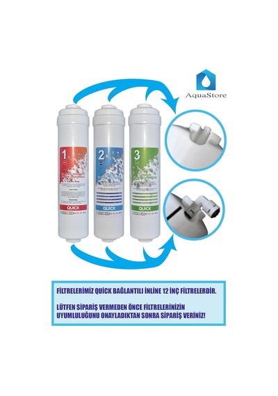 Aquastore Kapalı Kasa 12 Inç Su Arıtma Cihazı Filtresi Inline 6 Aylık Yeni Sistem Filtre Seti Diğer
