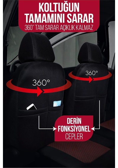 Pam Serisi Oto Koltuk Kılıfı Bordo