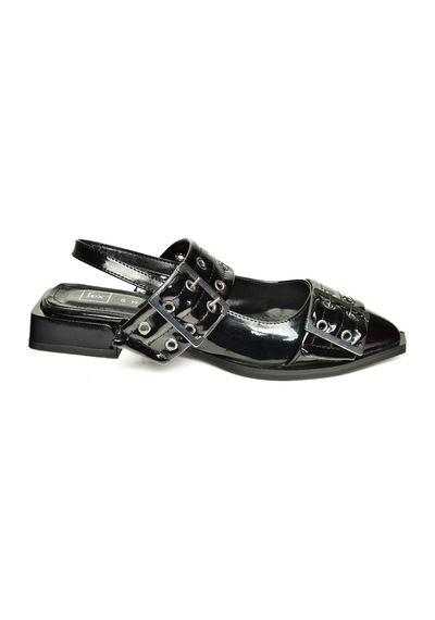 Fox Shoes U518600108 Siyah Rugan Alçak Topuklu Kadın Ayakkabı Siyah