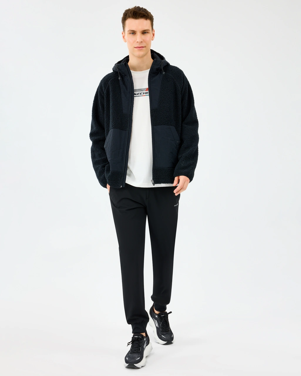 Skechers M Comfort Hoodie Sherpa Jacket Erkek Siyah Mont S2520131-3817 Siyah
