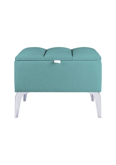 Vetra Mini Royal Turkuaz Kumaş Sandıklı Dekoratif Puf&bench-dilimli Model-gümüş Ayak-modern Puf