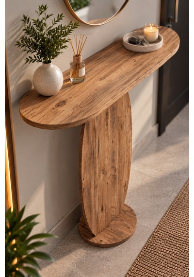 Sulorahome Modern Oval Dresuar Ve Antre Konsolu Ahşap