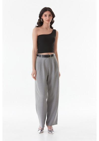 Fullamoda Basic Tek Kol Crop Bluz- Siyah 24YGB7510203462-Siyah