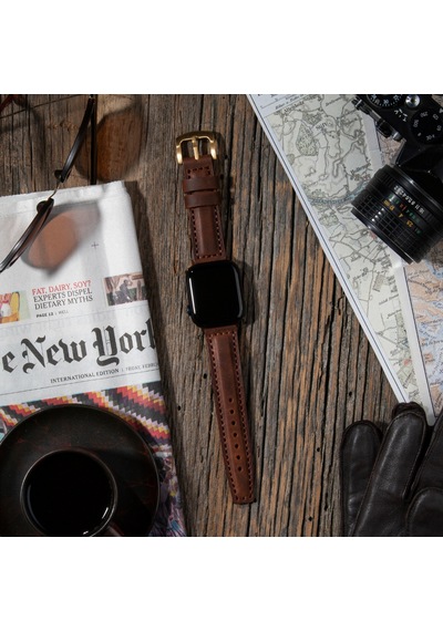 vagave Apple Uyumlu  Watch 42 44 45 49 MM Ultra Deri Kordon- Kahve